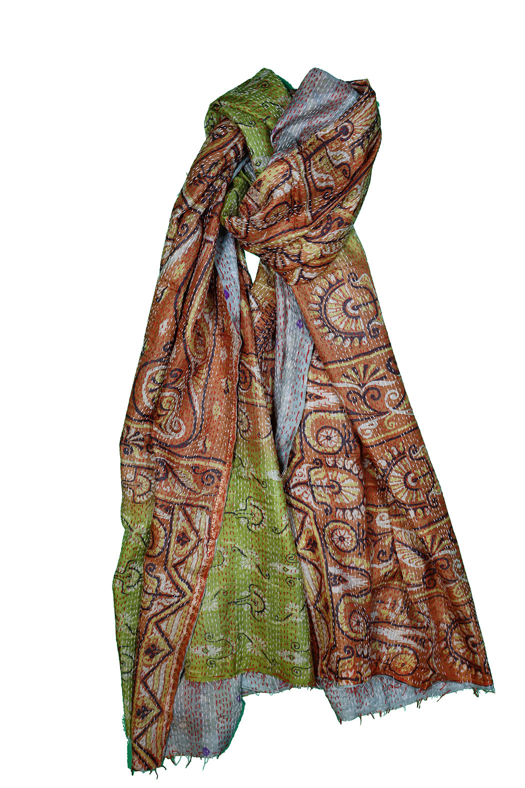 Sari kantha silk scarf 85*190 cm