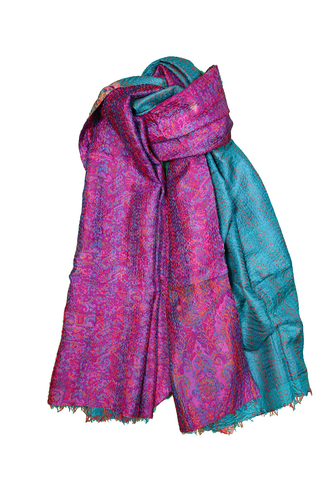 Sari-Kantha-Seidenschal 85*190 cm