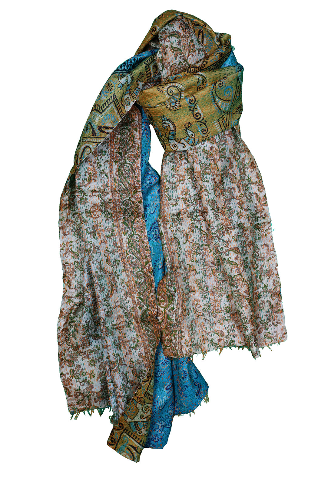 Sari kantha silk scarf 85*190 cm