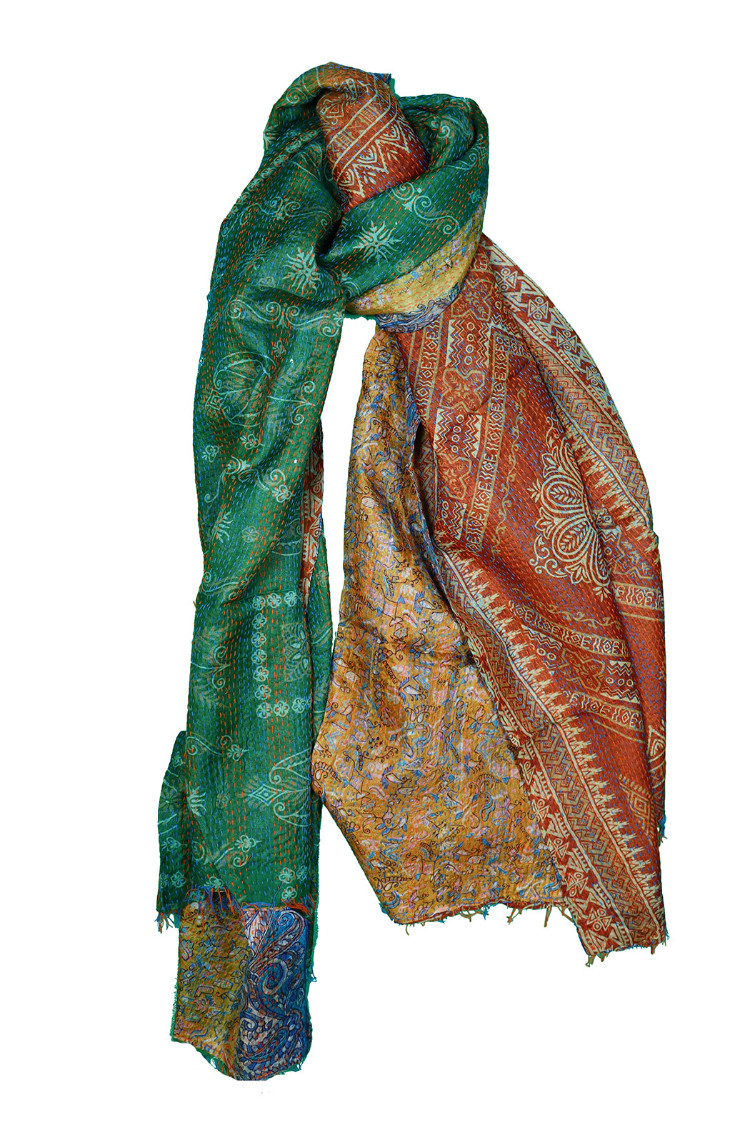 Sari kantha silk scarf 85*190 cm
