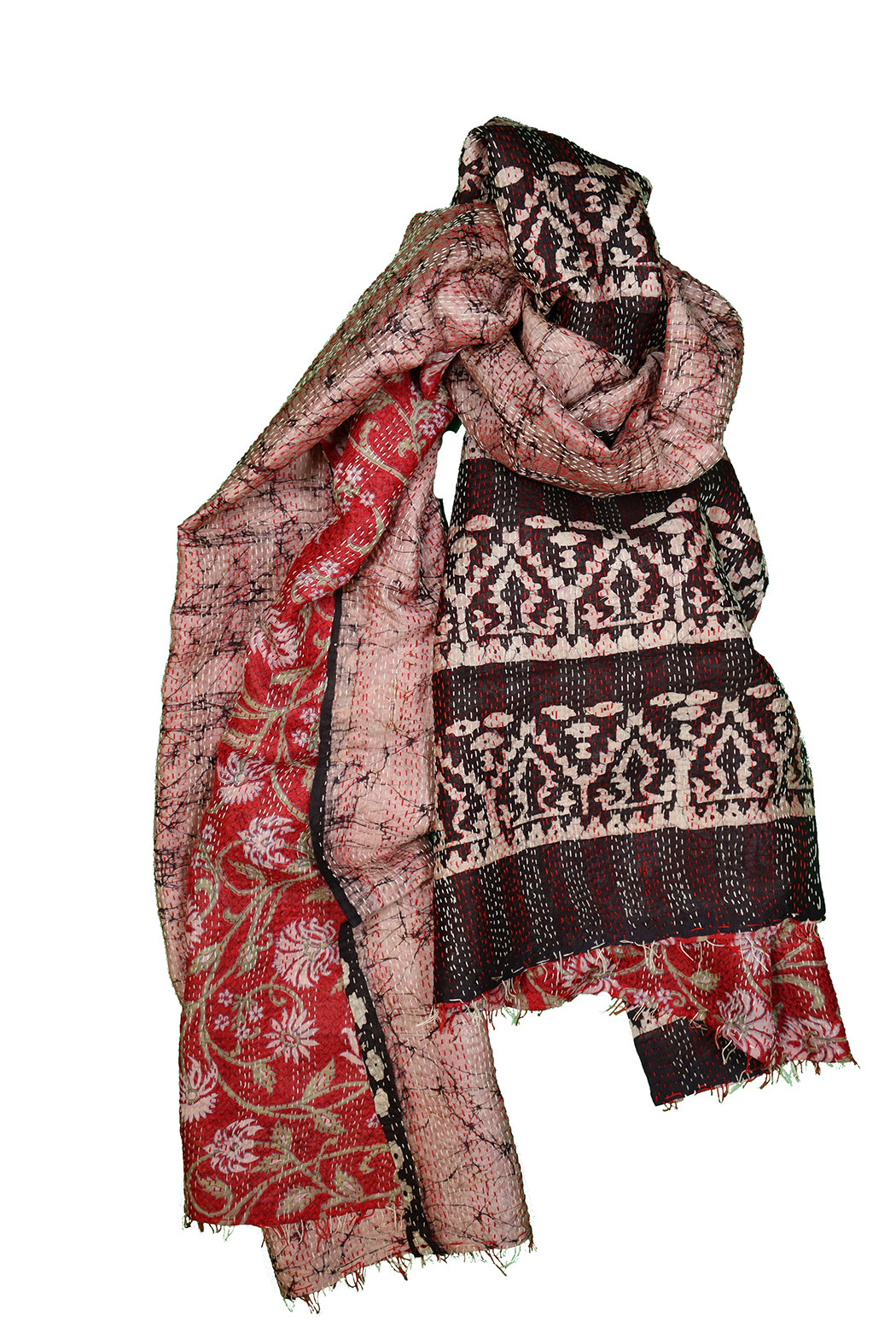 Sari kantha silk scarf 85*190 cm