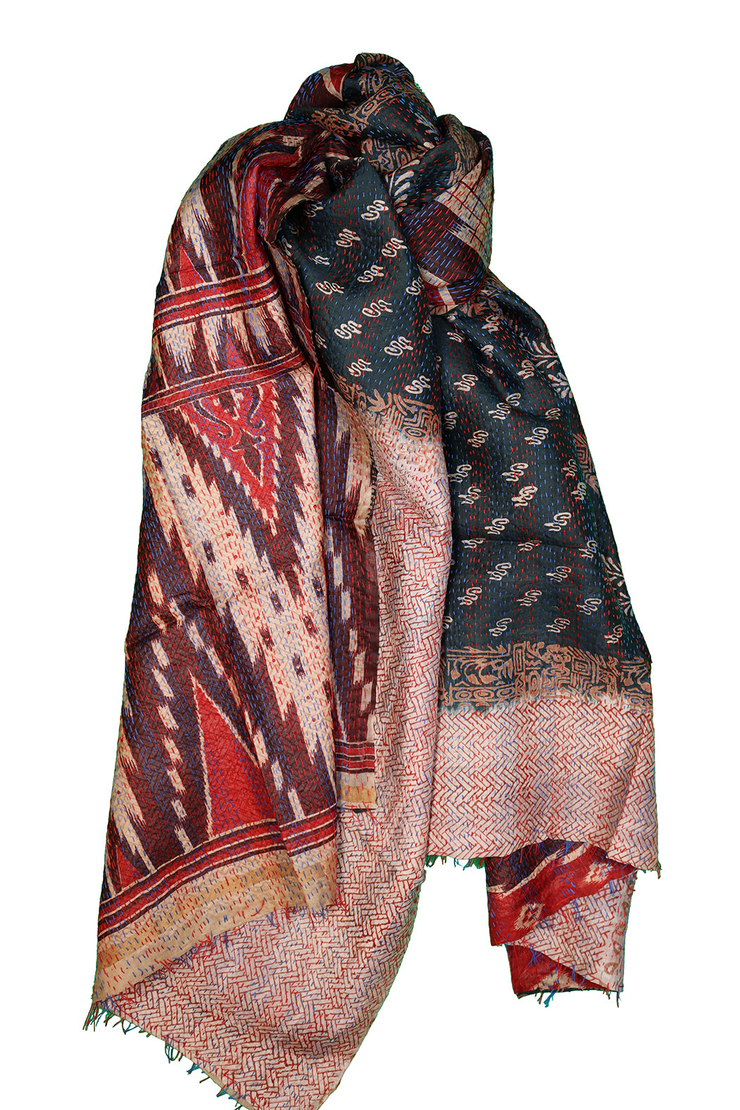 Sari kantha silk scarf 85*190 cm