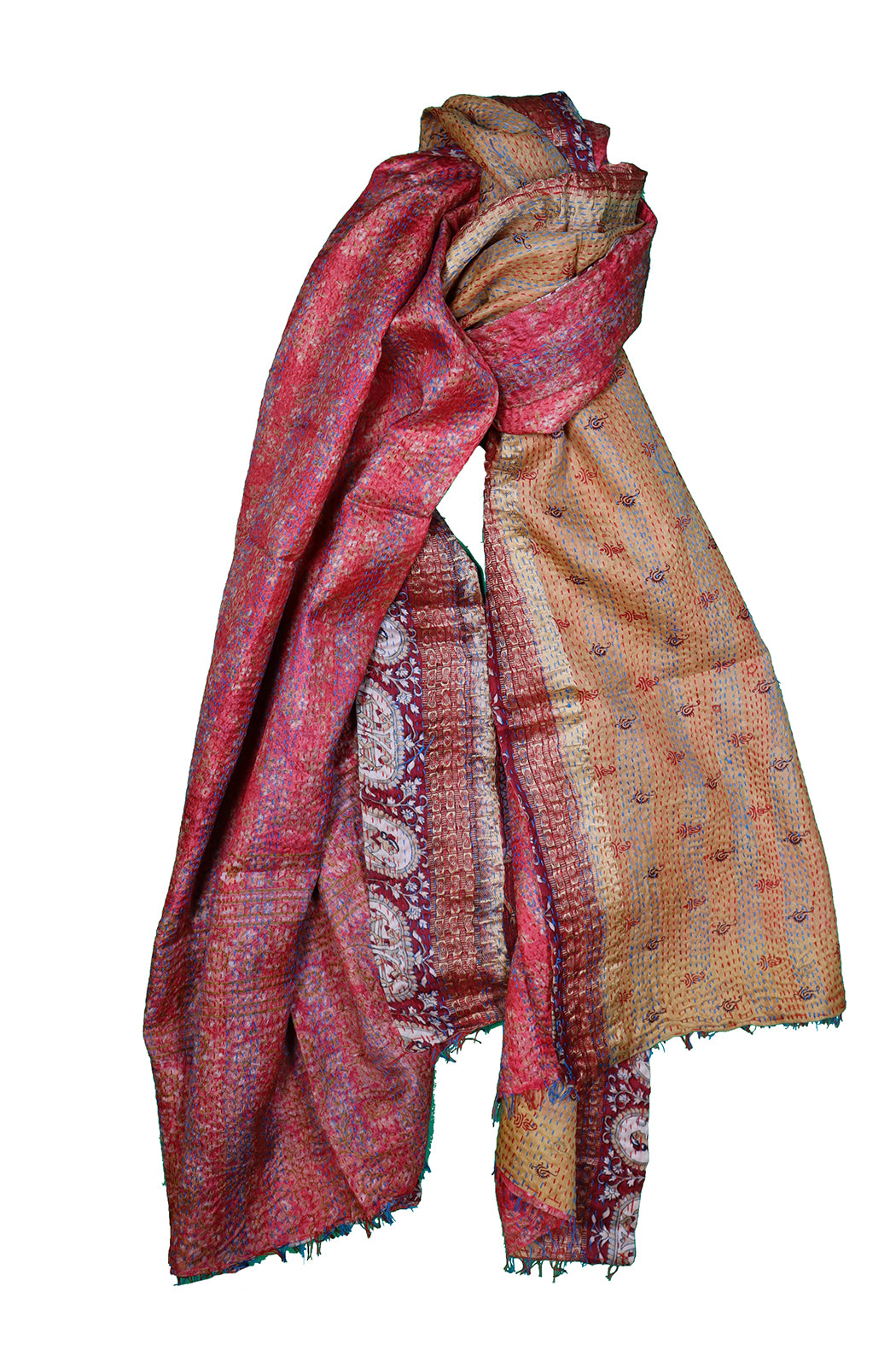 Sari kantha silk scarf 85*190 cm