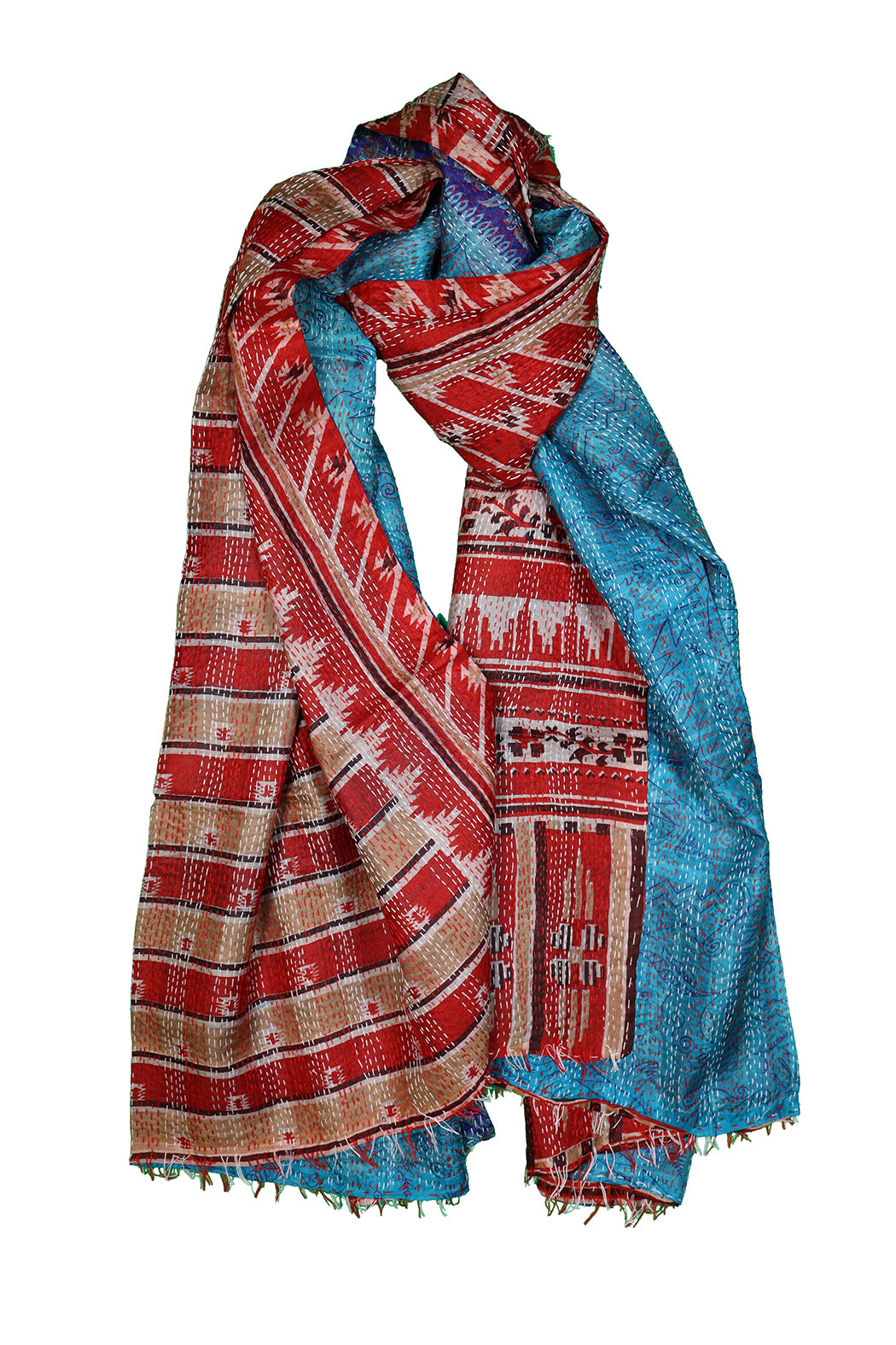 Sari kantha silk scarf 85*190 cm