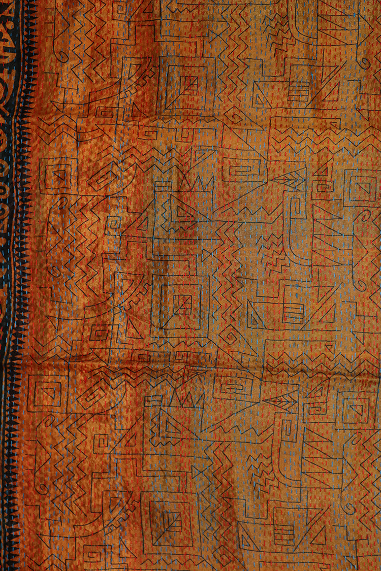 Sari kantha silk scarf 40*190 cm