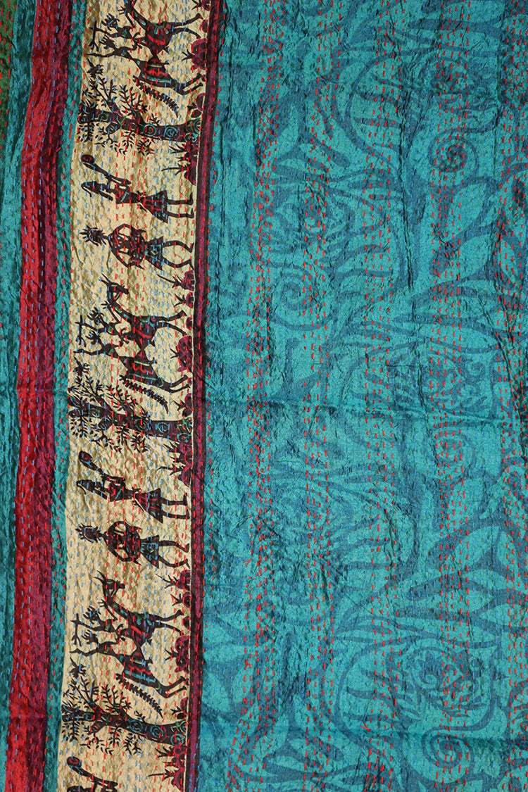 Sari kantha silke tørklæde 40*190 cm