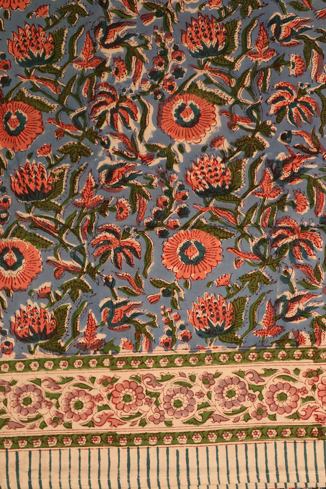 Tischdecke mit Blockdruck, 150 x 220 cm, Baumwolle