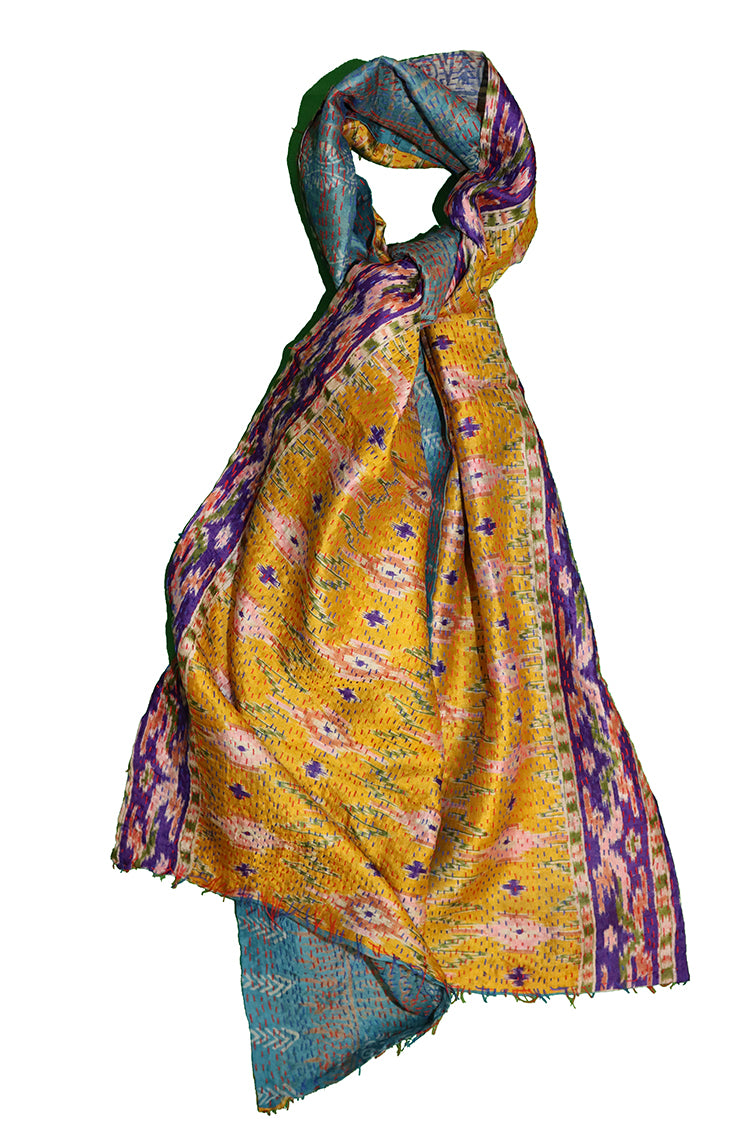 Sari kantha silke tørklæde 40*190 cm