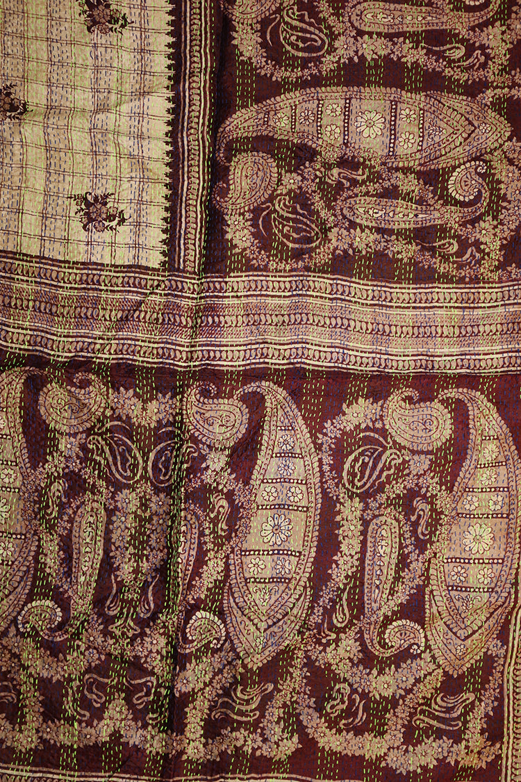 Sari kantha silke tørklæde 85*190 cm