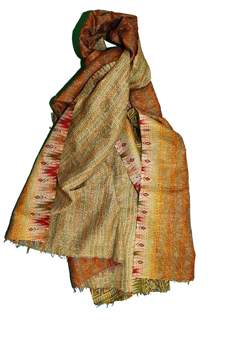 Sari kantha silke tørklæde 85*190 cm