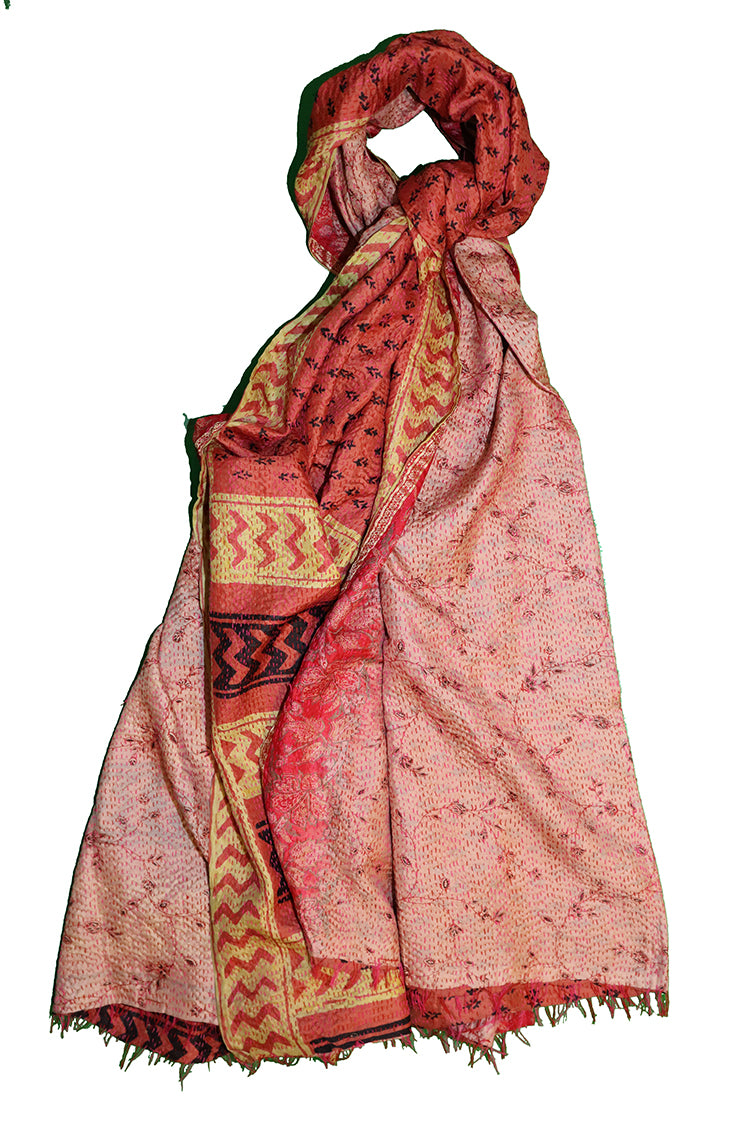 Sari kantha silke tørklæde 85*190 cm