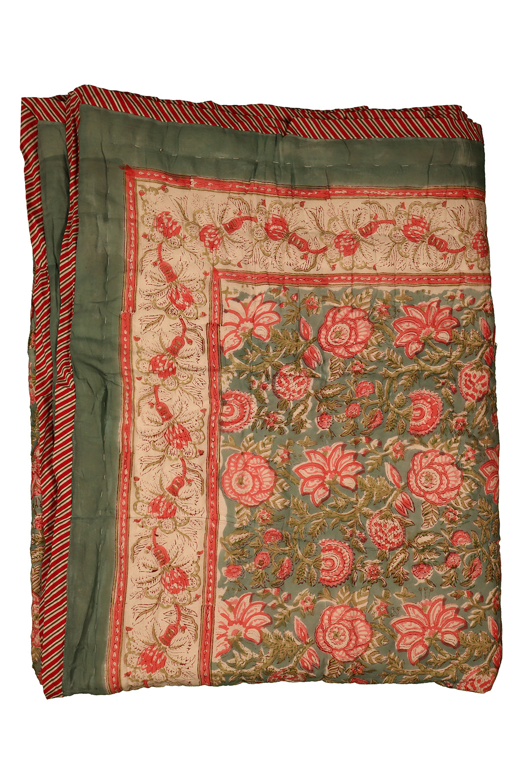 Blockprint quilted blanket 150*220 cm blue, cotton