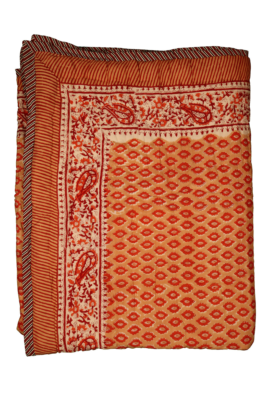 Gesteppte Decke mit Blockdruckmuster, 150 x 220 cm, blau, Baumwolle