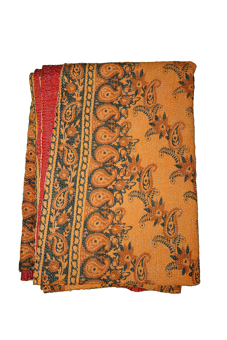 Kantha vintage tæppe ca 140x210 cm, bomuld