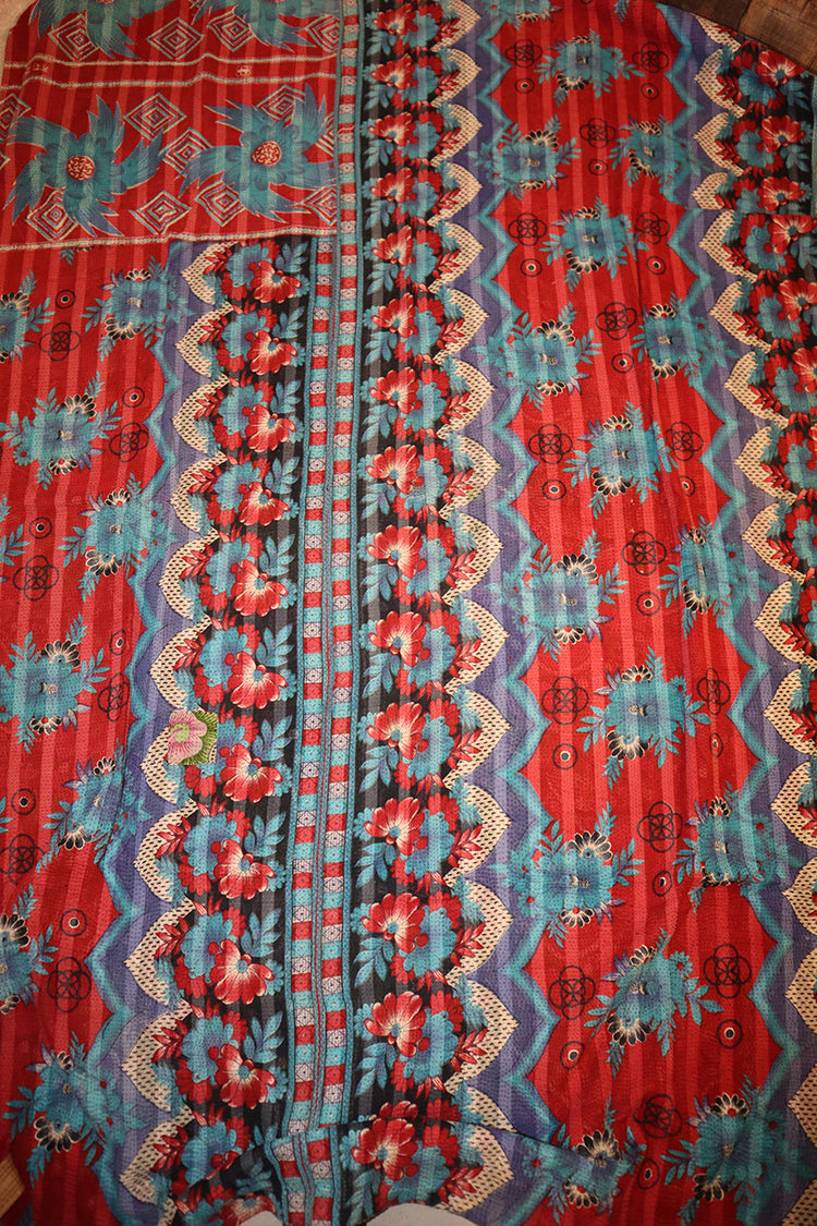 Kantha vintage tæppe ca 140x210 cm, bomuld