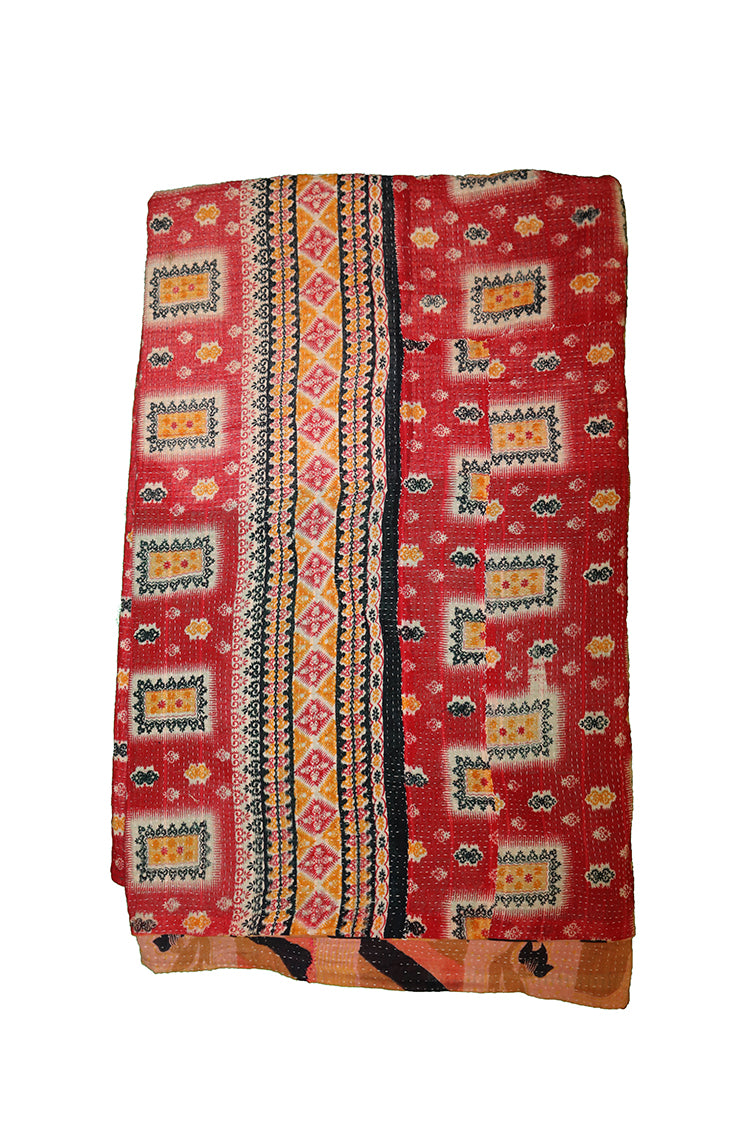 Kantha vintage tæppe ca 140x210 cm, bomuld