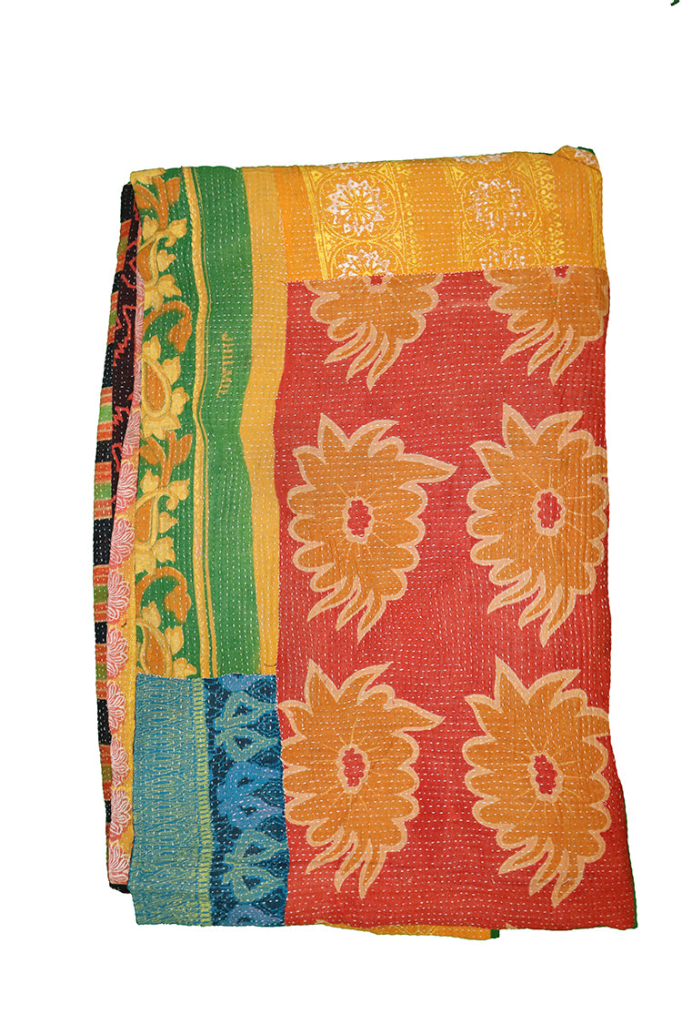 Kantha vintage tæppe ca 140x210 cm, bomuld