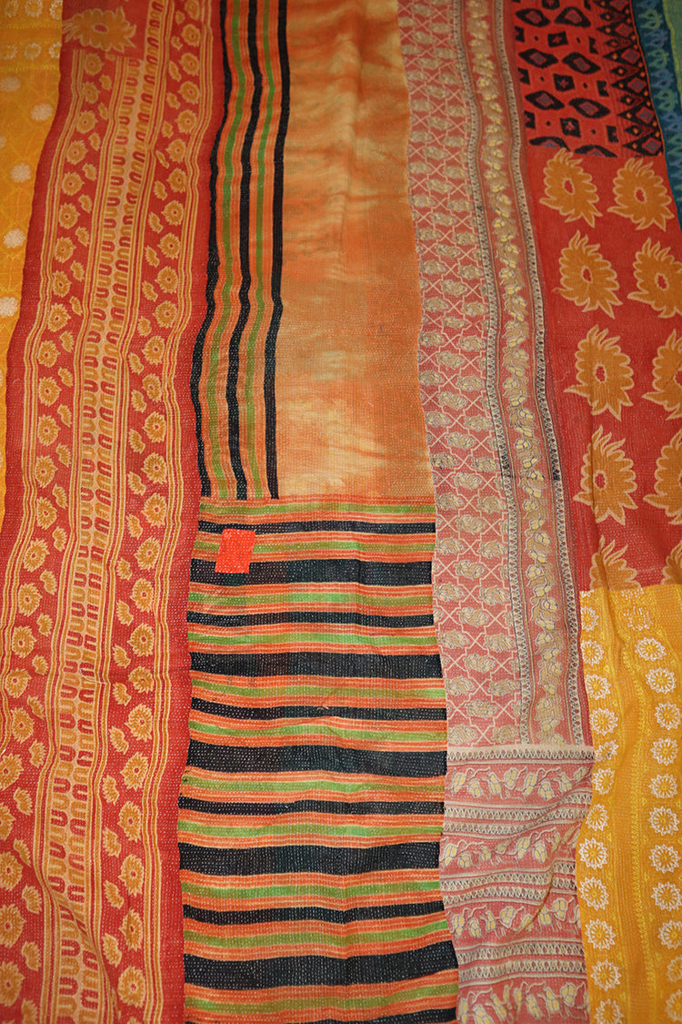 Kantha vintage tæppe ca 140x210 cm, bomuld