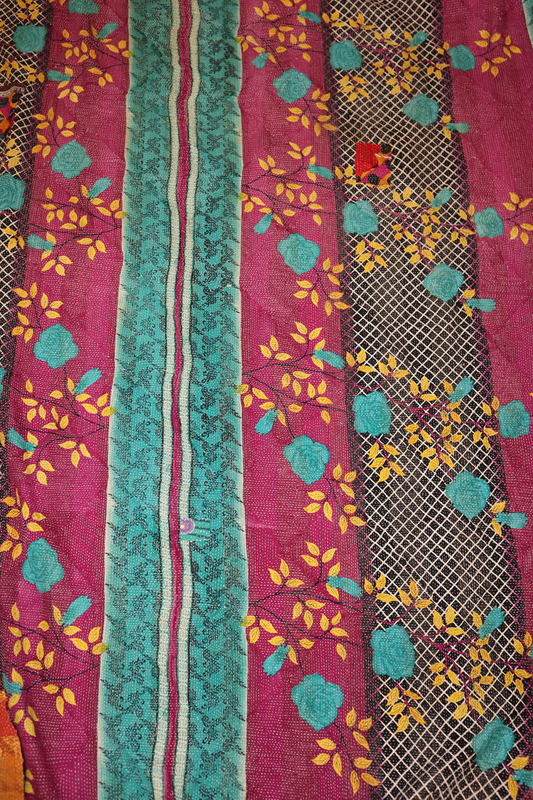 Kantha Vintage Teppich ca. 140x210 cm, Baumwolle