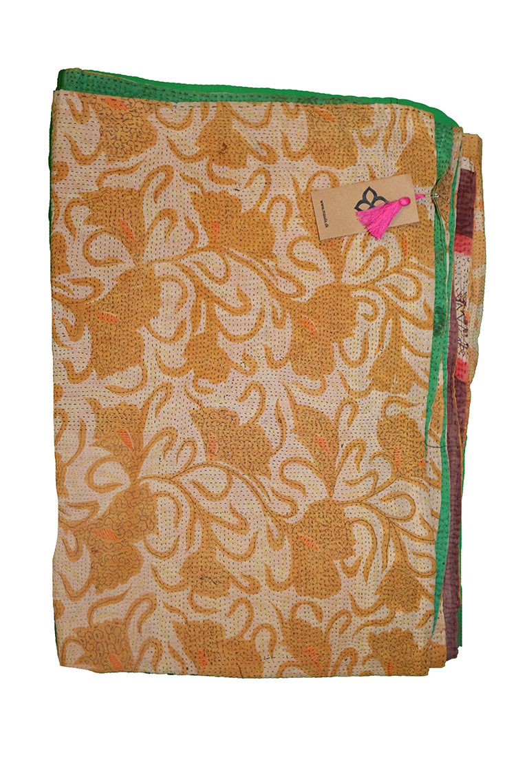 Kantha vintage tæppe ca 140x210 cm, bomuld