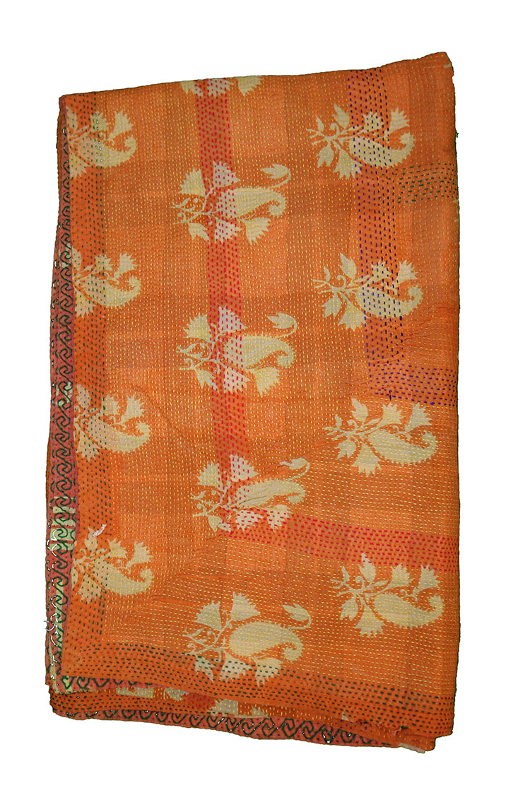 Kantha vintage tæppe ca 140x210 cm, bomuld