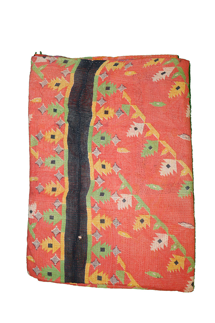 Kantha vintage tæppe ca 140x210 cm, bomuld