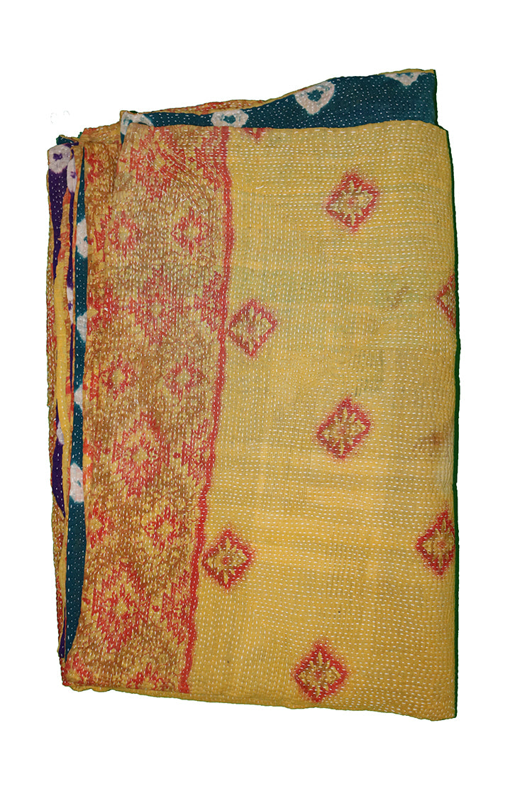 Kantha vintage tæppe ca 140x210 cm, bomuld