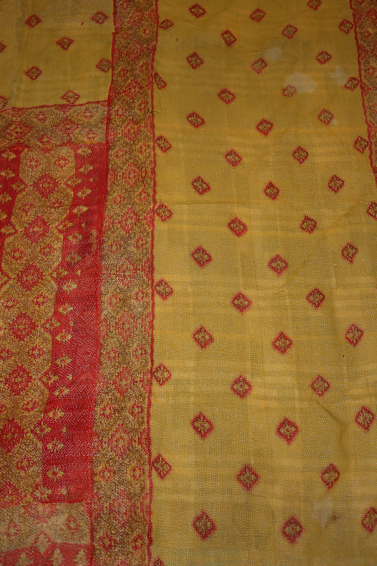 Kantha vintage tæppe ca 140x210 cm, bomuld