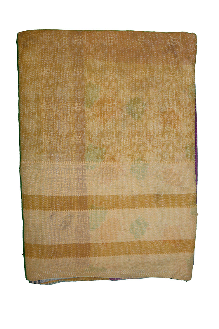 Kantha vintage tæppe ca 140x210 cm, bomuld