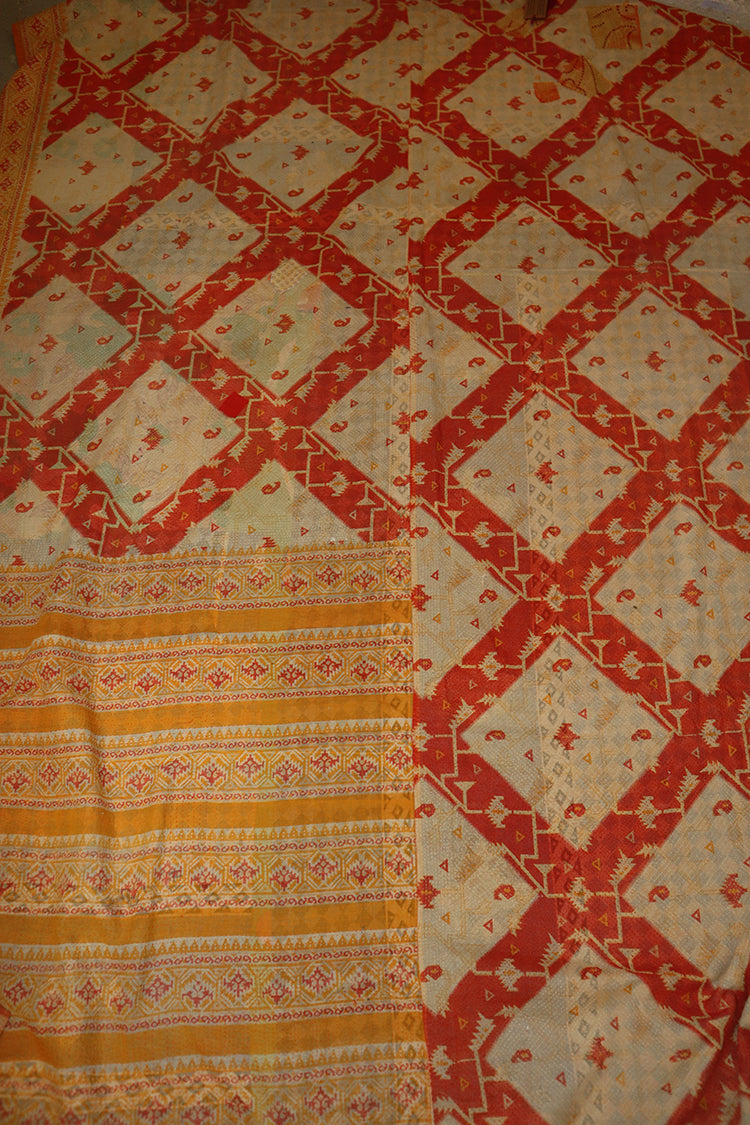 Kantha vintage tæppe ca 140x210 cm, bomuld