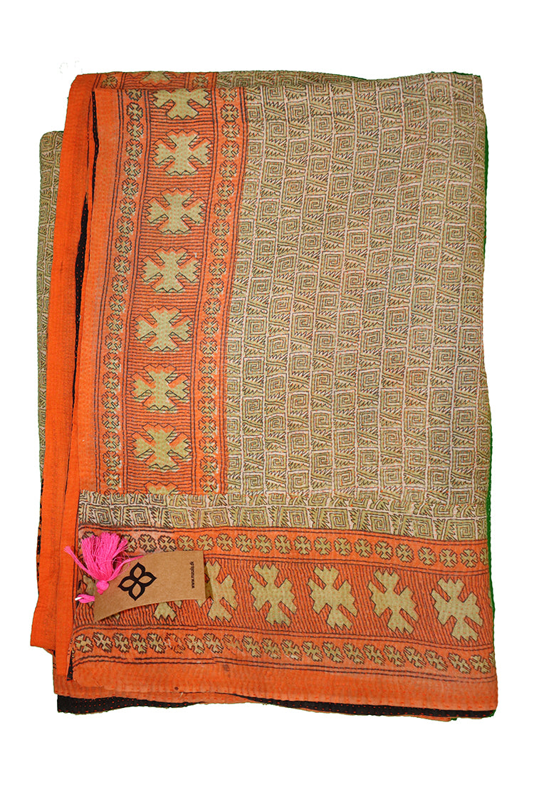 Kantha vintage tæppe ca 140x210 cm, bomuld