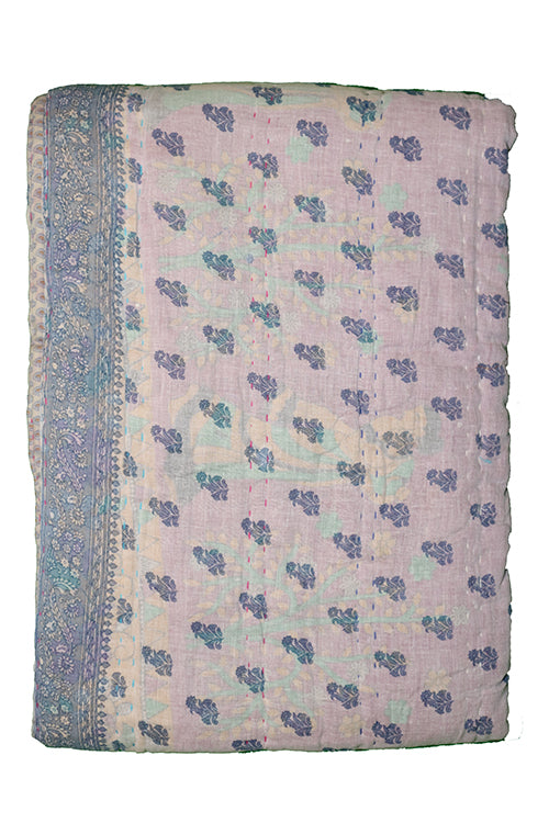 Vintage sari quilt , bomuld 140x200 cm