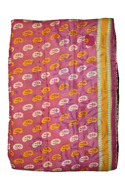 Vintage sari quilt , bomuld 140x200 cm