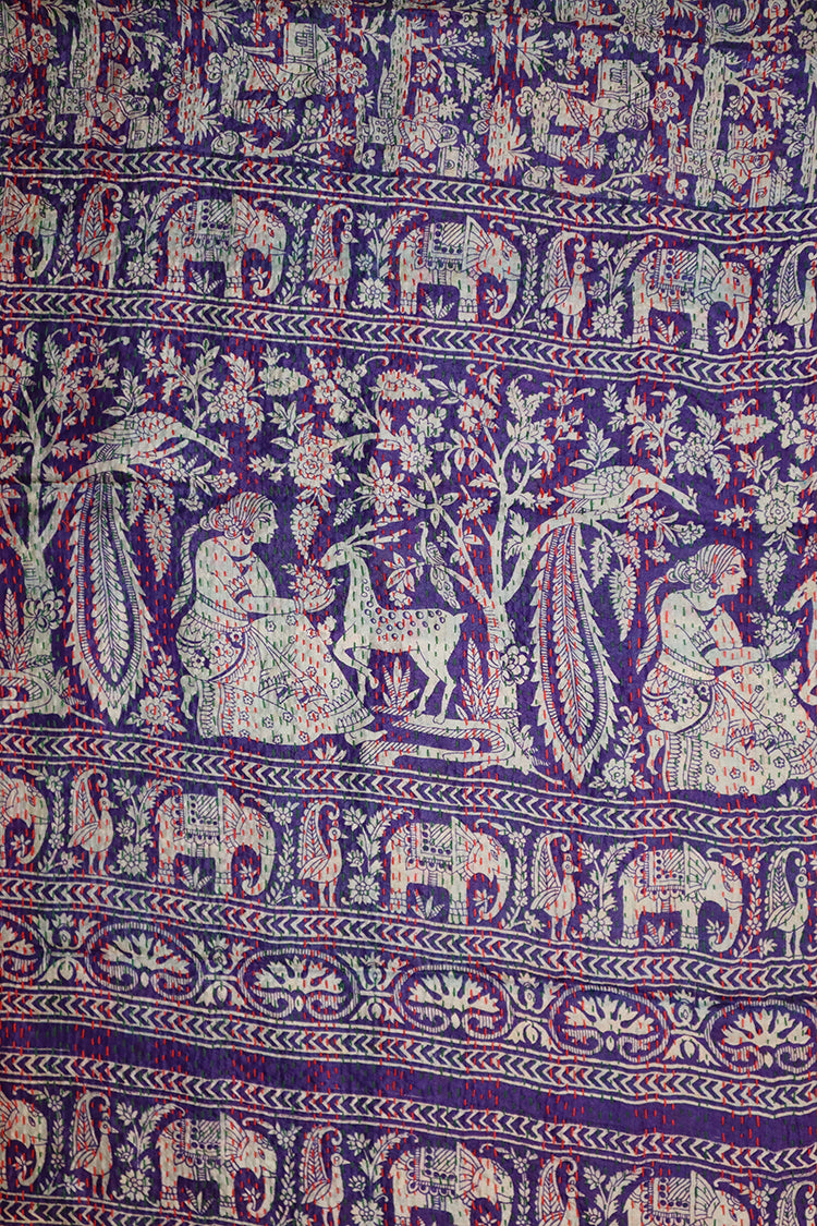 Sari kantha silke tørklæde 40*190 cm