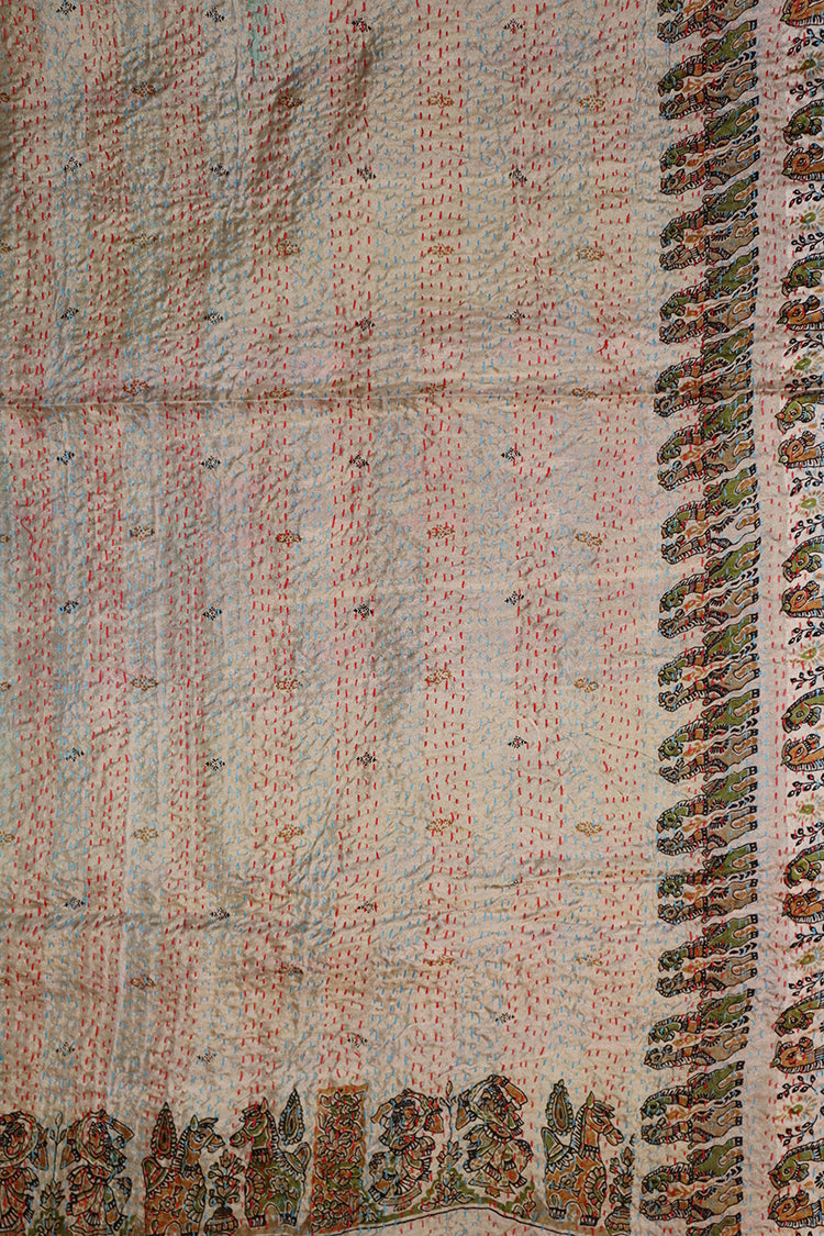 Sari kantha silke tørklæde 40*190 cm