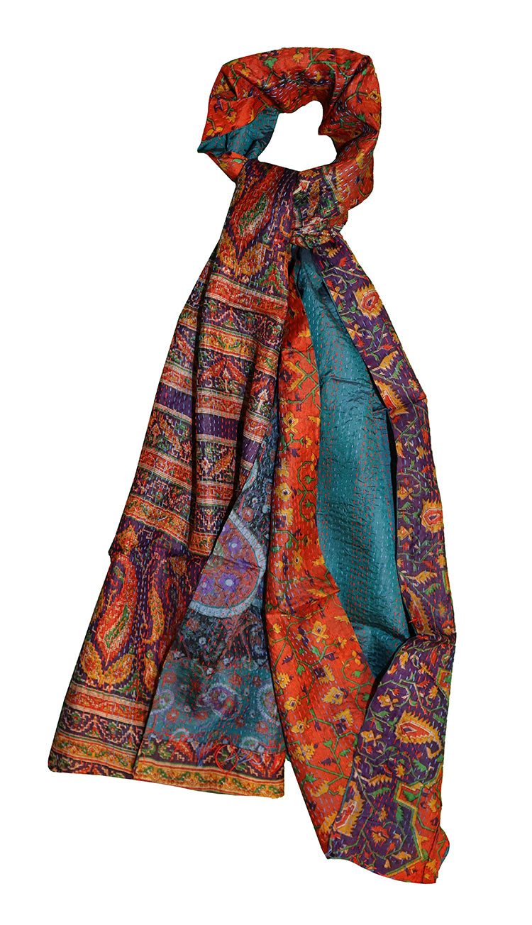 Sari kantha silke tørklæde 40*190 cm