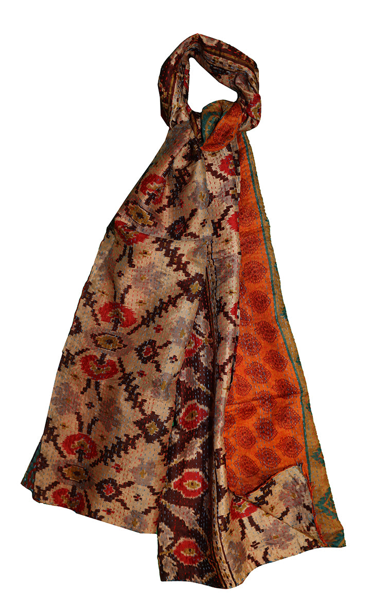 Sari kantha silke tørklæde 40*190 cm