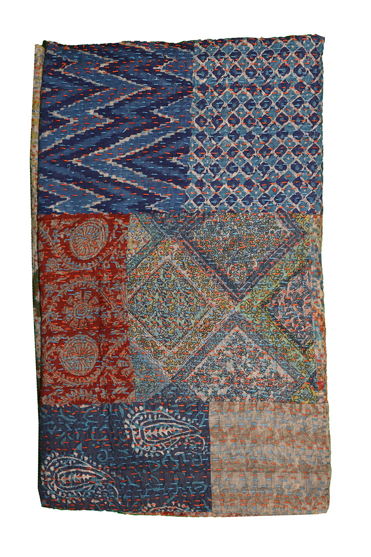 Kantha stonewash sengetæppe 270*220 cm, patchwork