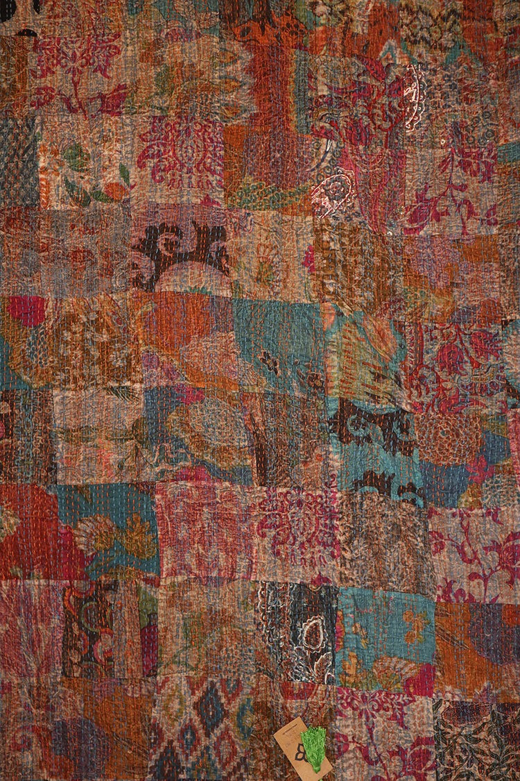 Kantha stonewash sengetæppe 270*220 cm, patchwork