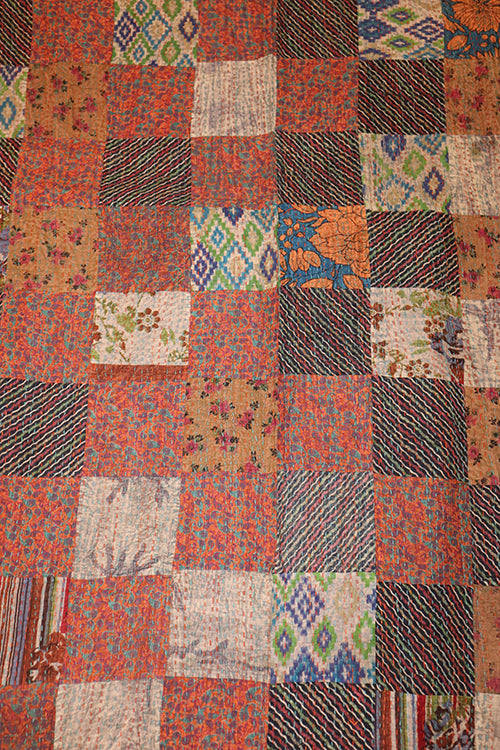 Kantha stonewash sengetæppe 270*220 cm, patchwork