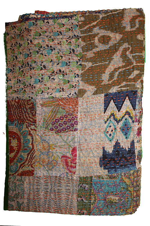 Kantha stonewash bedspread 270*220 cm, patchwork