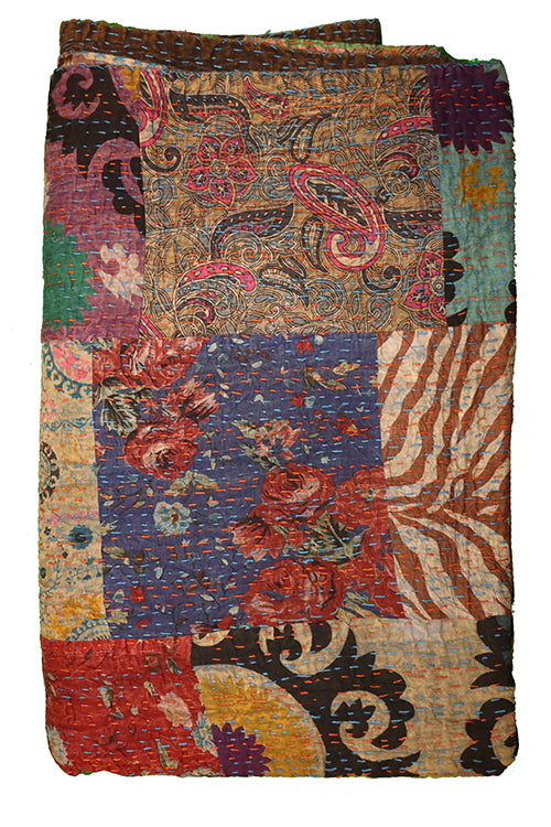 Kantha stonewash bedspread 270*220 cm, patchwork
