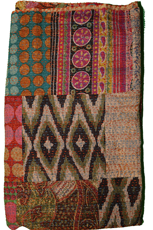 Kantha stonewash bedspread 270*220 cm, patchwork