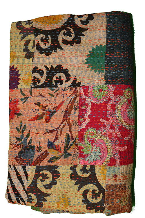 Kantha stonewash bedspread 270*220 cm, patchwork