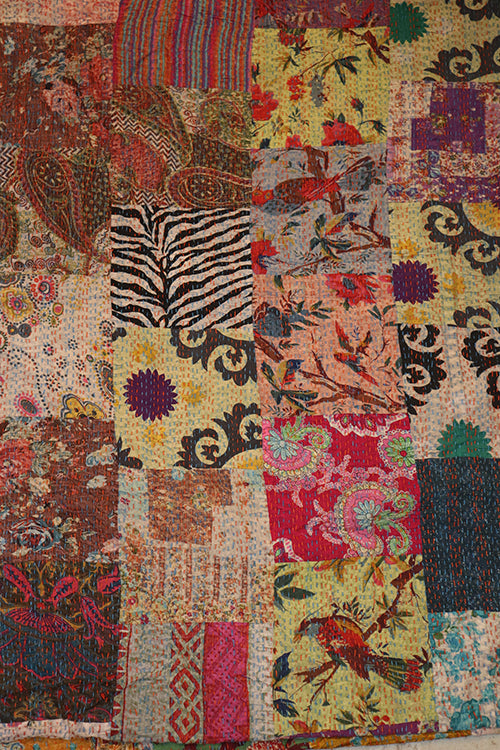 Kantha stonewash bedspread 270*220 cm, patchwork