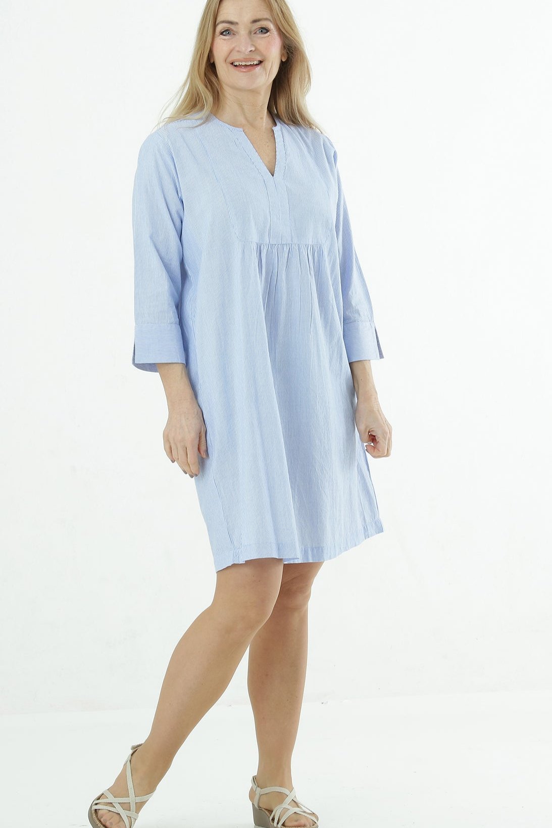Zona dress striped cotton organic