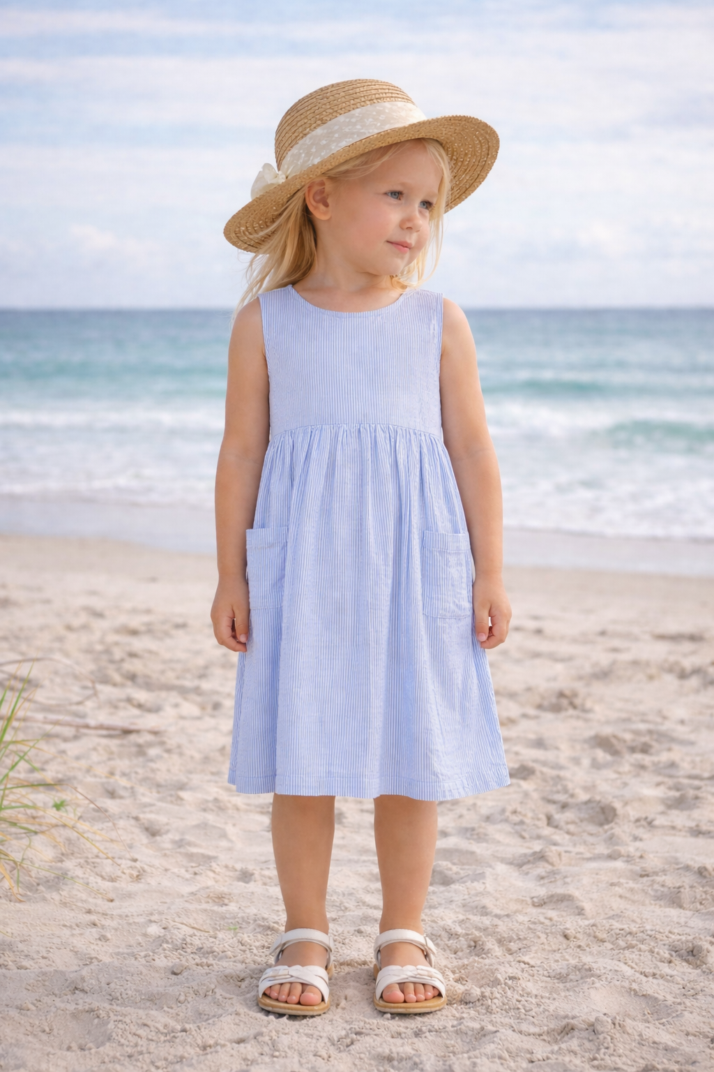 Noni girl dress stripe organic
