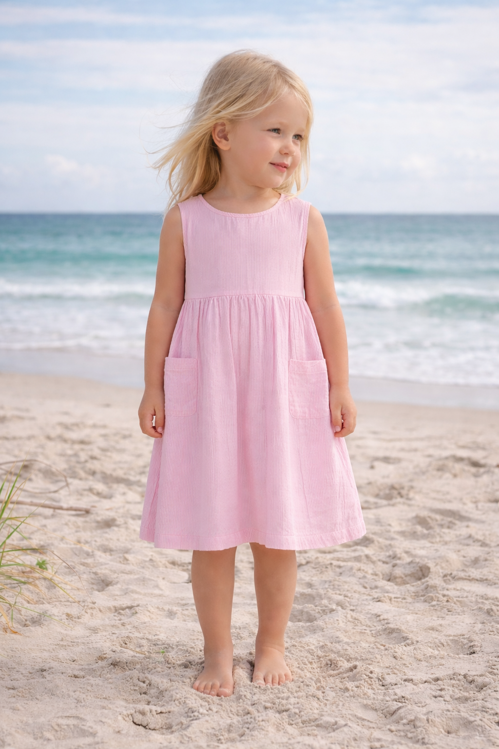 Noni girl dress stripe organic